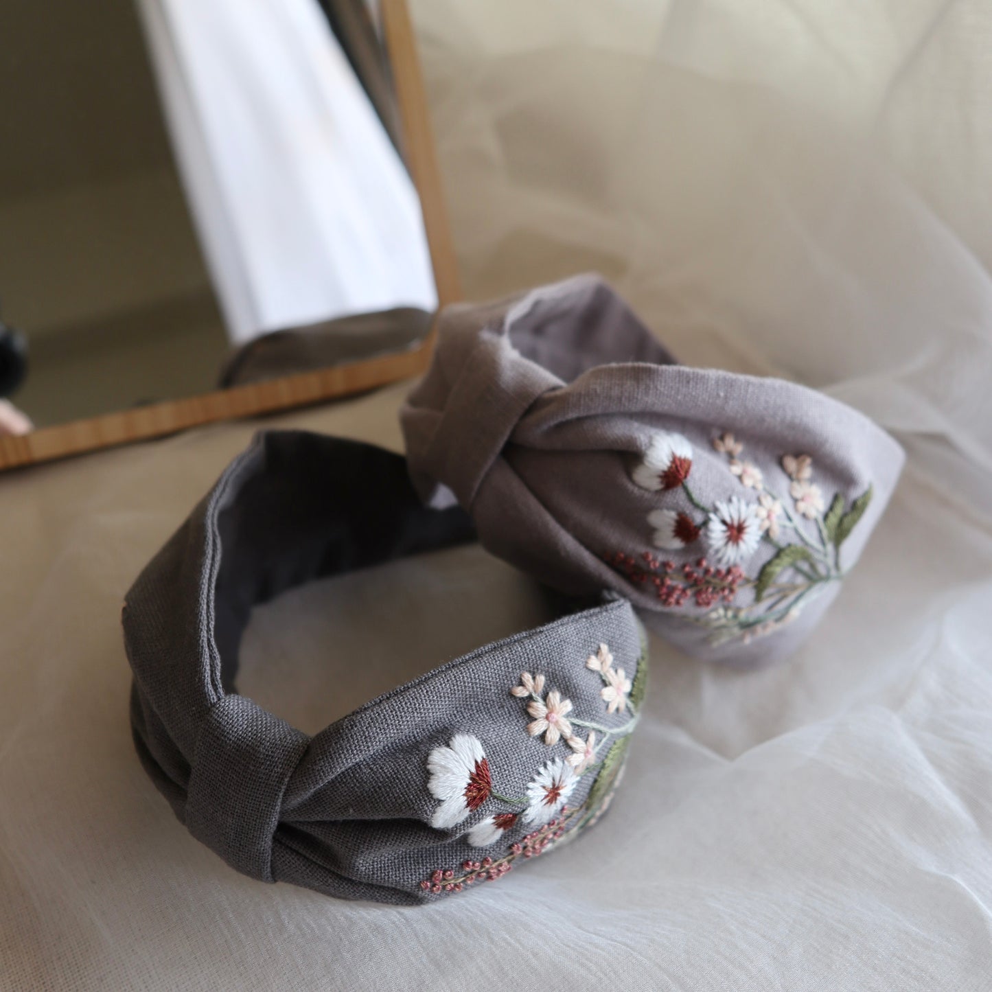 一束花手刺繡髮箍|兩邊刺繡不同