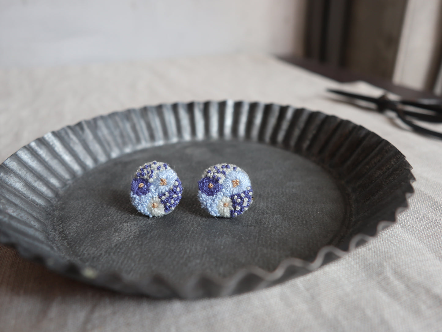 繡球花刺繡耳環|耳針|耳夾