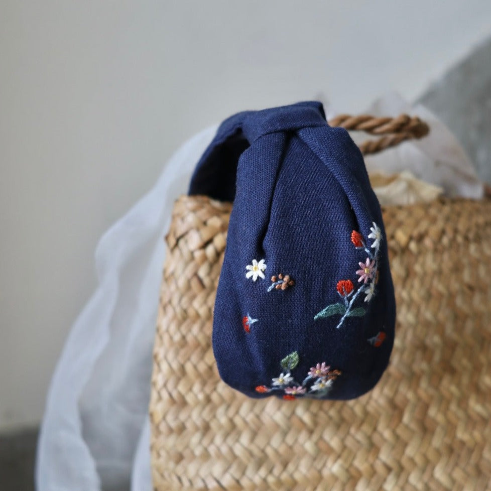 小花手刺繡髮箍|兩邊刺繡一樣