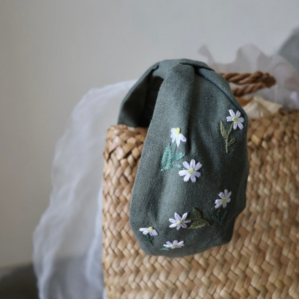 小菊手刺繡髮箍|兩邊刺繡一樣