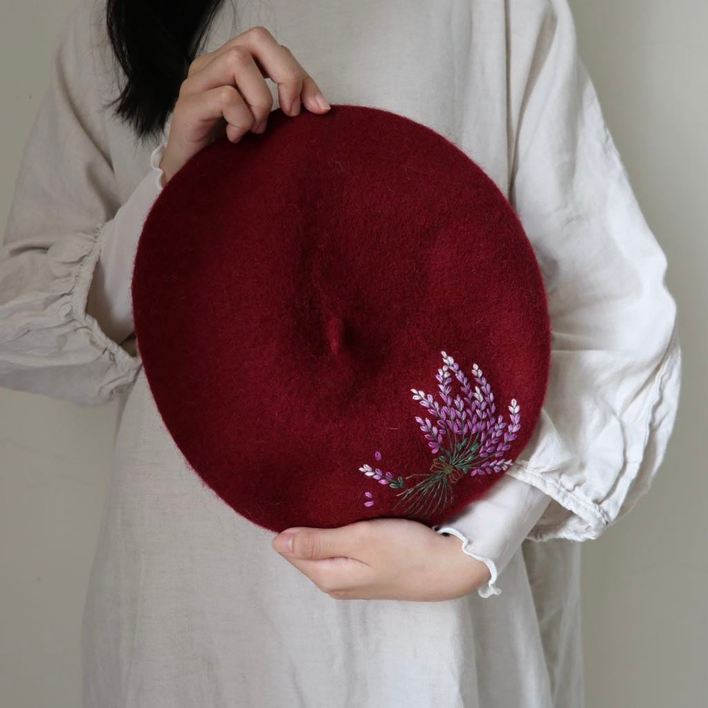 花卉系列|手刺繡羊毛帽