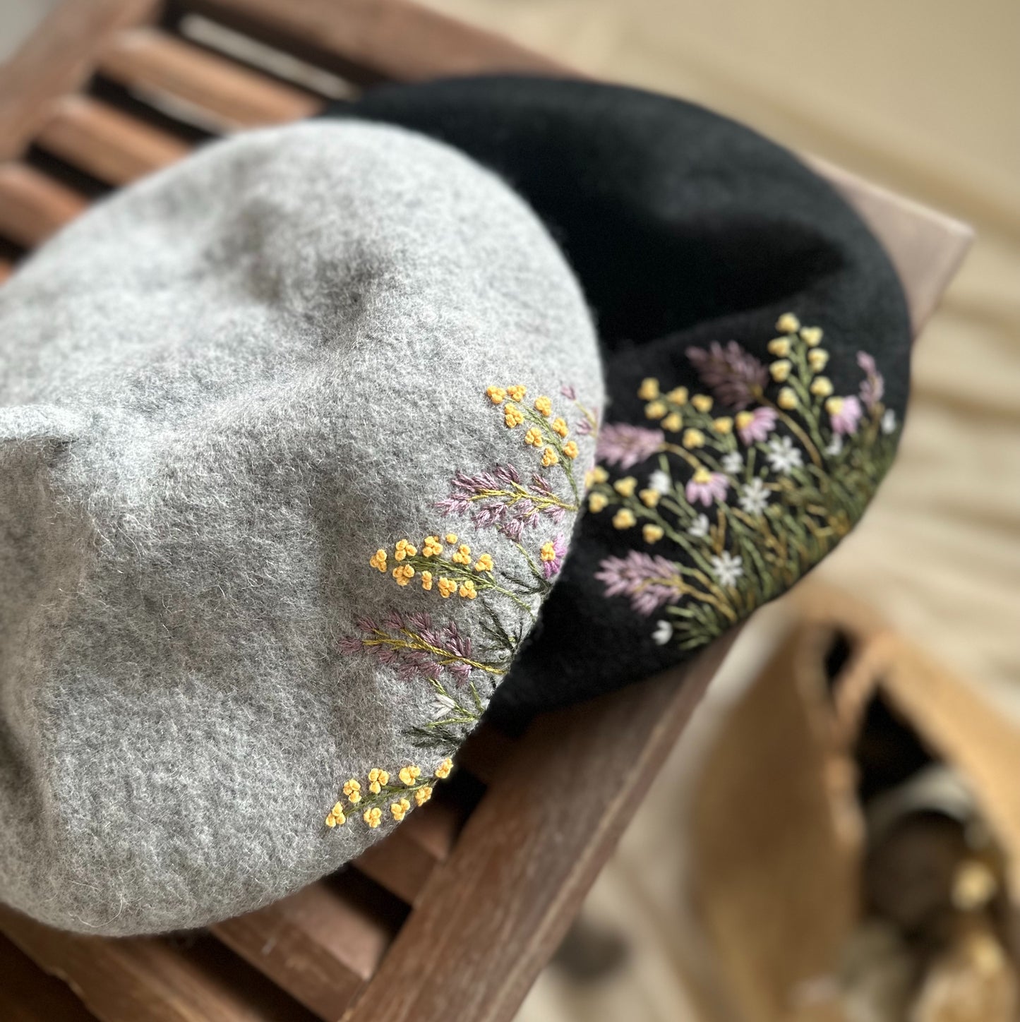 花卉系列|手刺繡羊毛帽