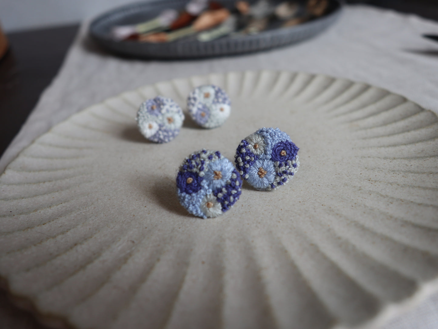 繡球花刺繡耳環|耳針|耳夾