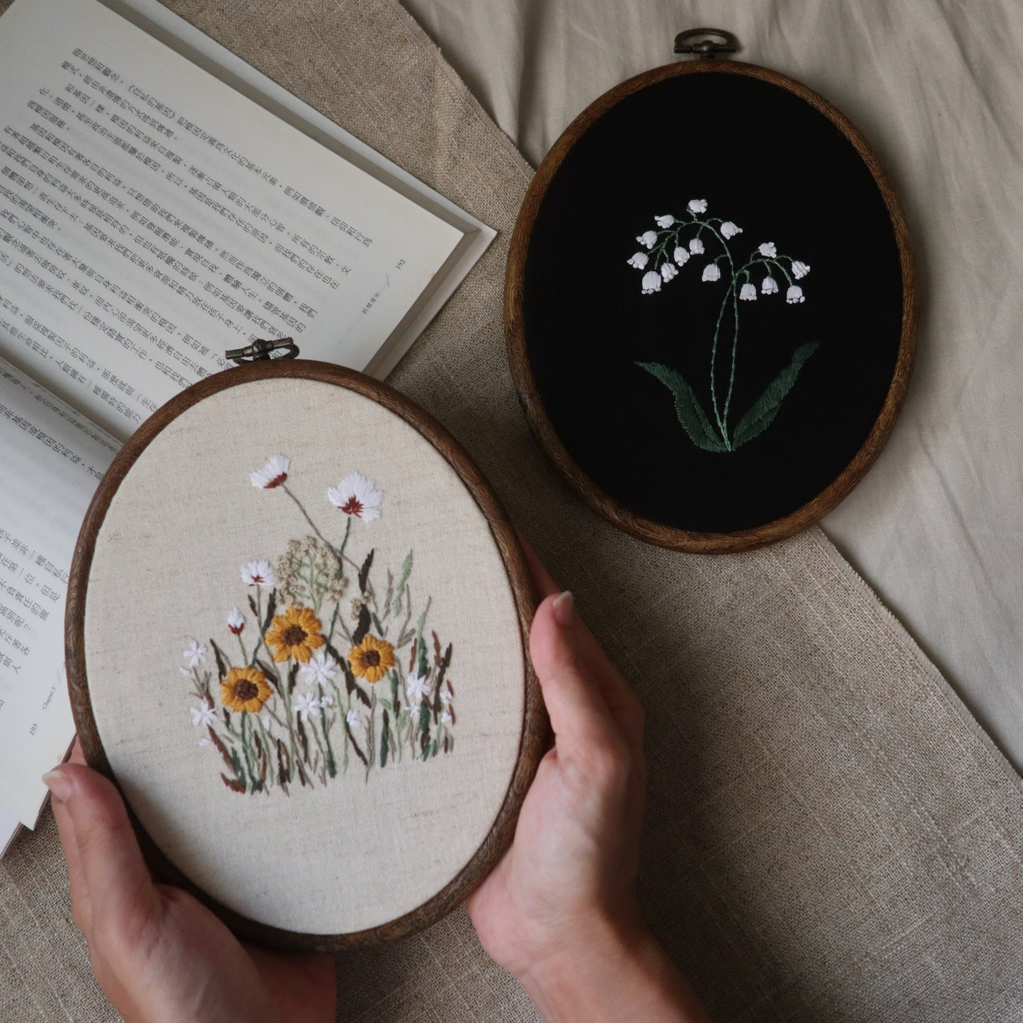 野花手刺繡掛飾/小花擺件