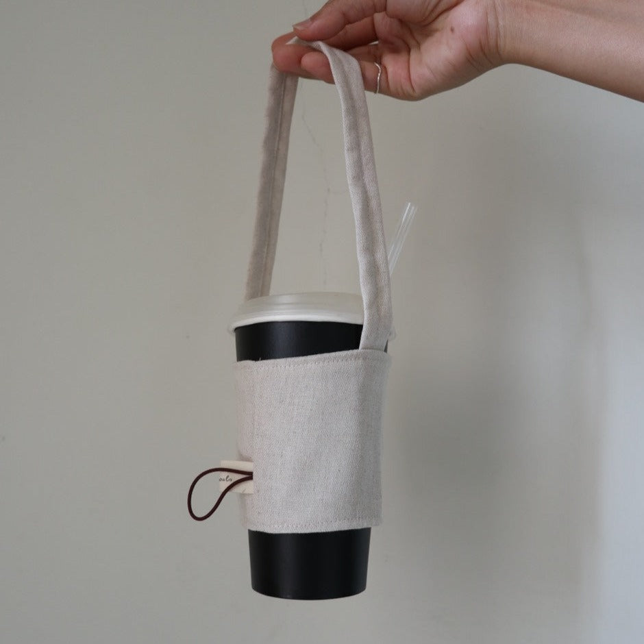 Mimosa金合歡手刺繡飲料袋/杯袋/可收納