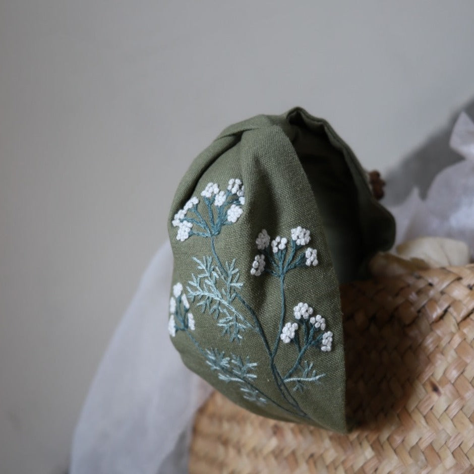 Mimosa手刺繡髮箍|單邊刺繡
