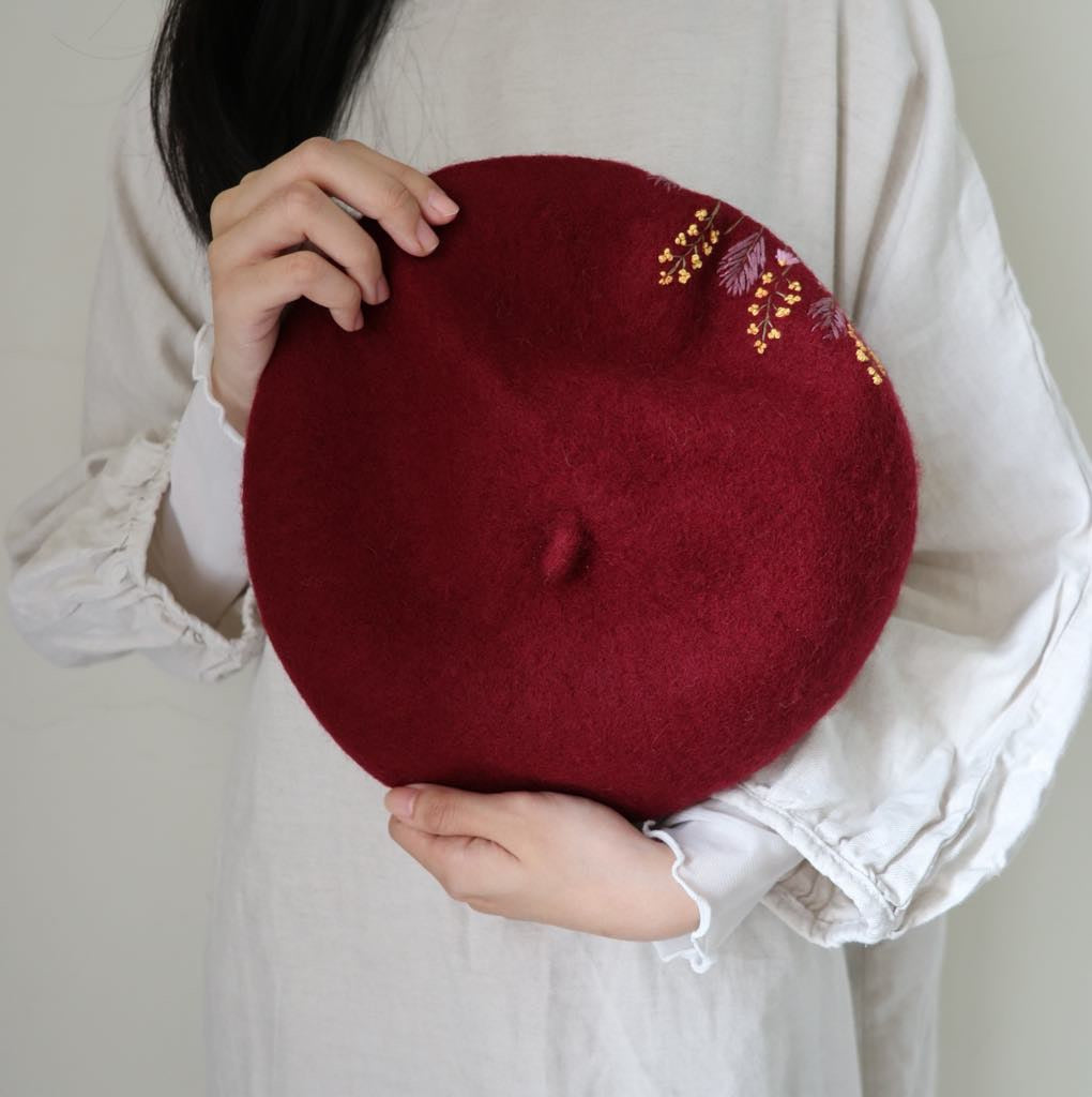 花卉系列｜手刺繡羊毛帽