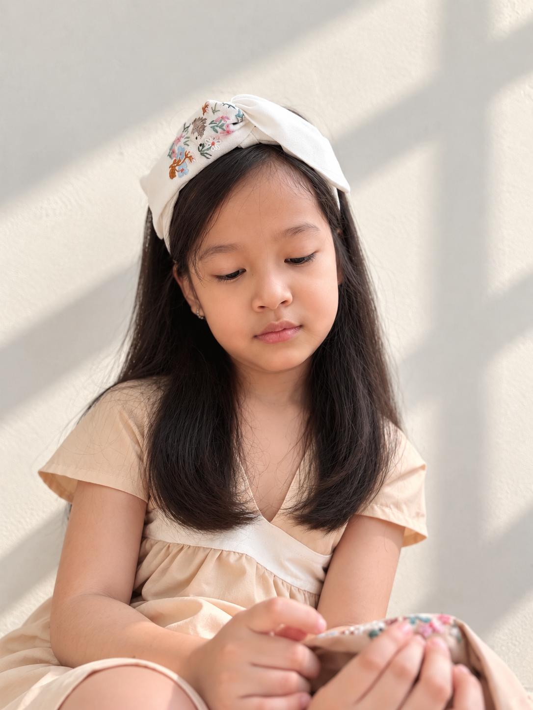 小刺猬交叉型髮箍|單邊刺繡 Hedgehog Cross Headband