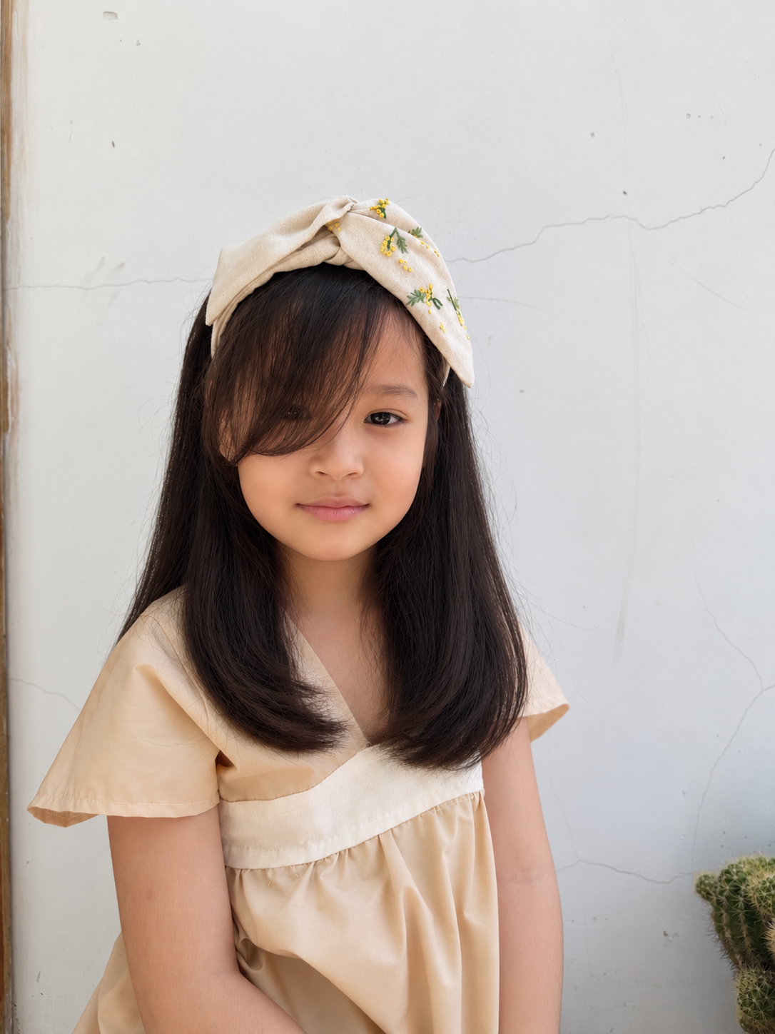 金合歡交叉型髮箍|單邊刺繡 Mimosa Cross Headband