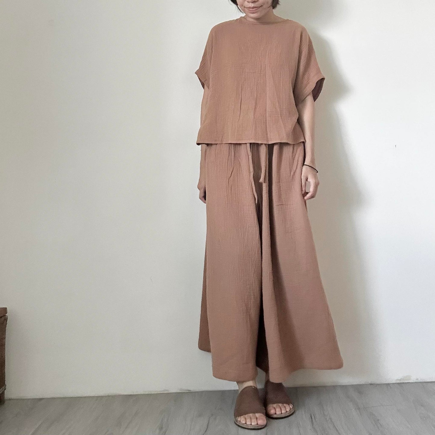 雙層棉紗寬褲|土棕色 Culottes Pant| Relaxed Collection| An-Concept