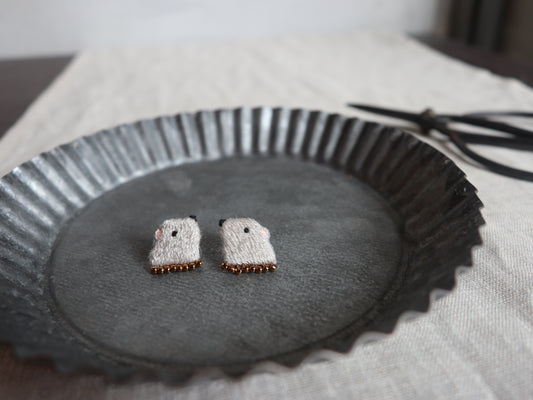 小熊刺繡耳環｜耳針｜耳夾