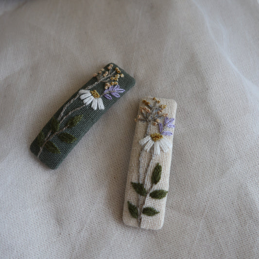小花園手刺繡髮夾/BB髮夾