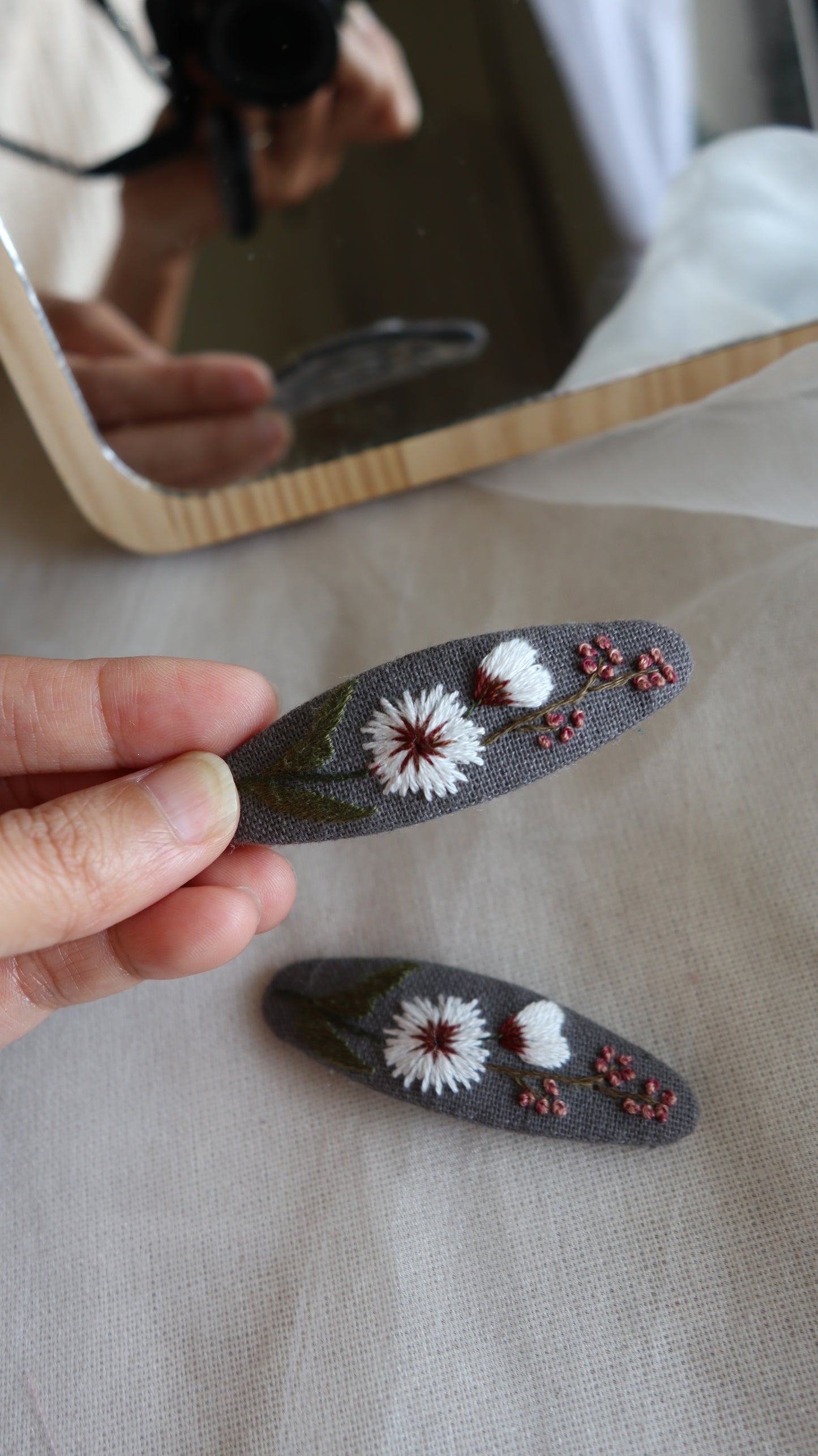 一束花手刺繡髮夾/BB髮夾