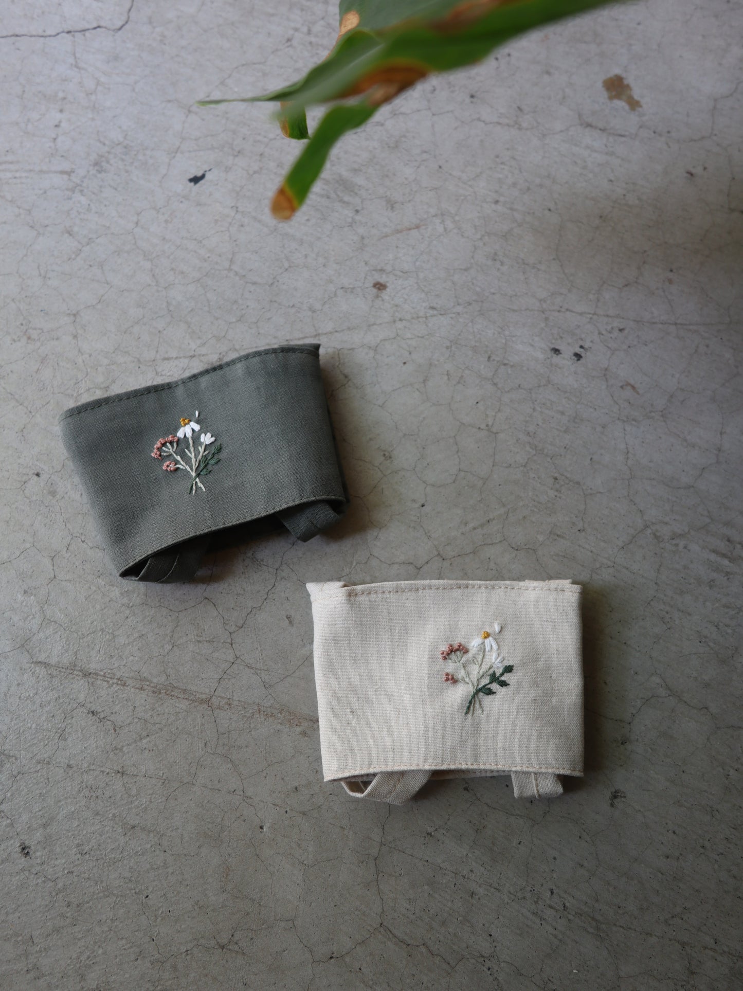 一束花手刺繡飲料袋/杯袋/可收納