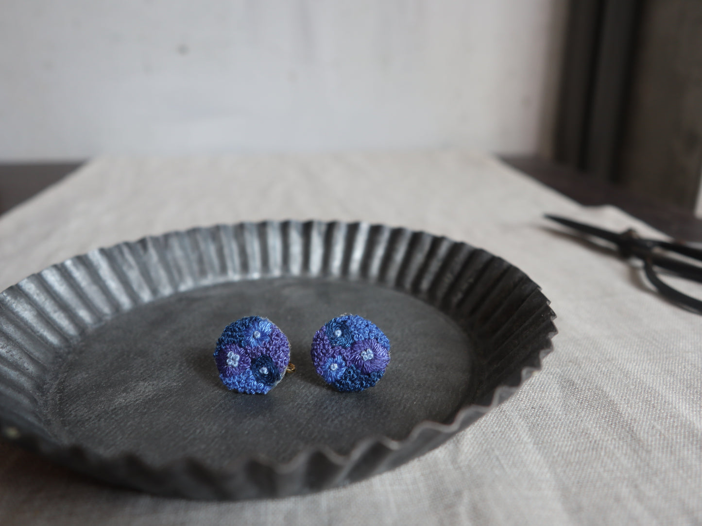 繡球花刺繡耳環｜耳針｜耳夾