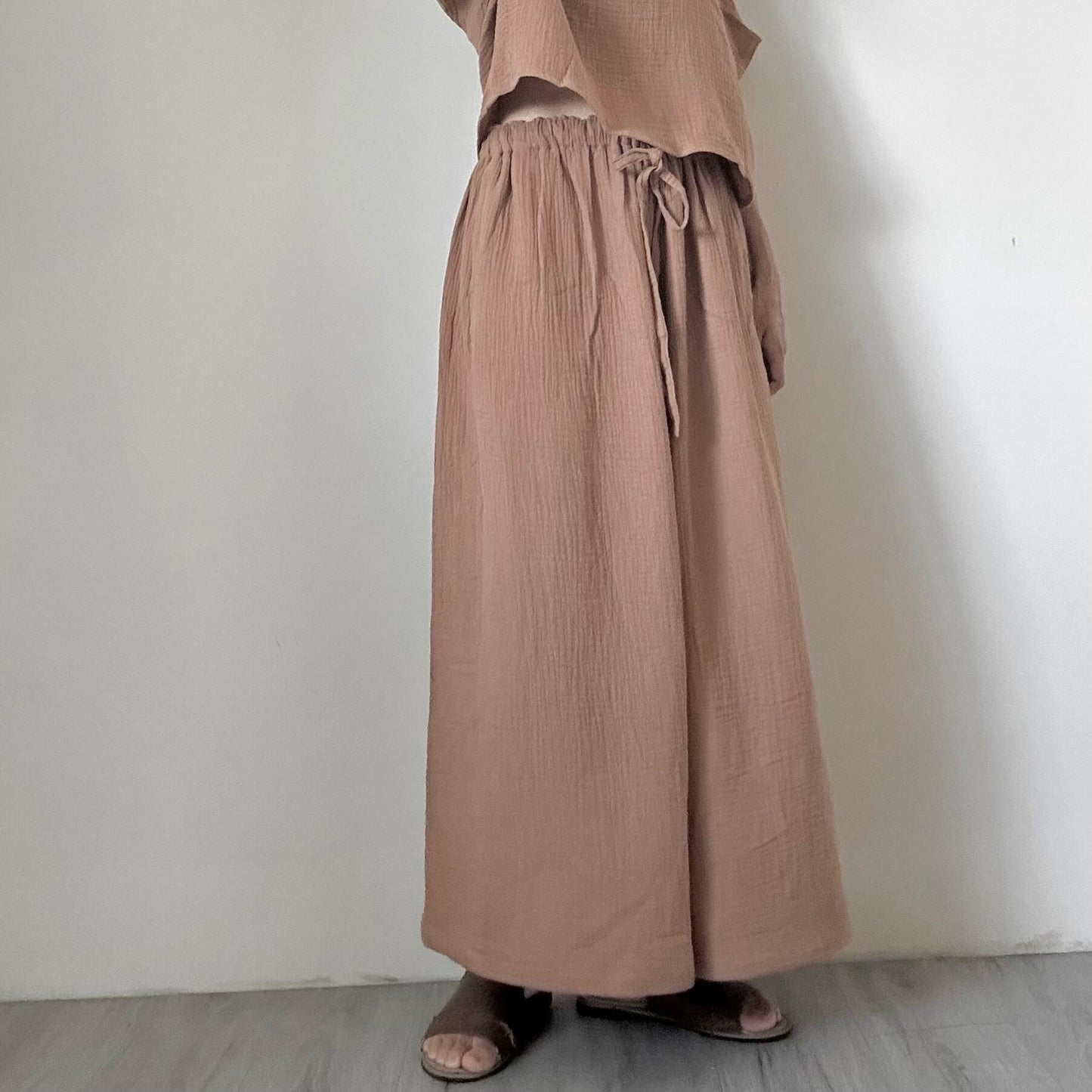 雙層棉紗寬褲|米色 Culottes Pant| Relaxed Collection| An-Concept