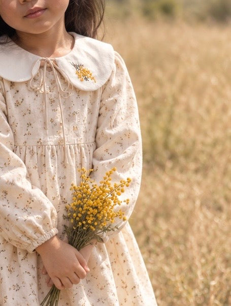 金合歡手刺繡彼得潘領片｜小孩款 Little Mimosa Peter Pan Collar