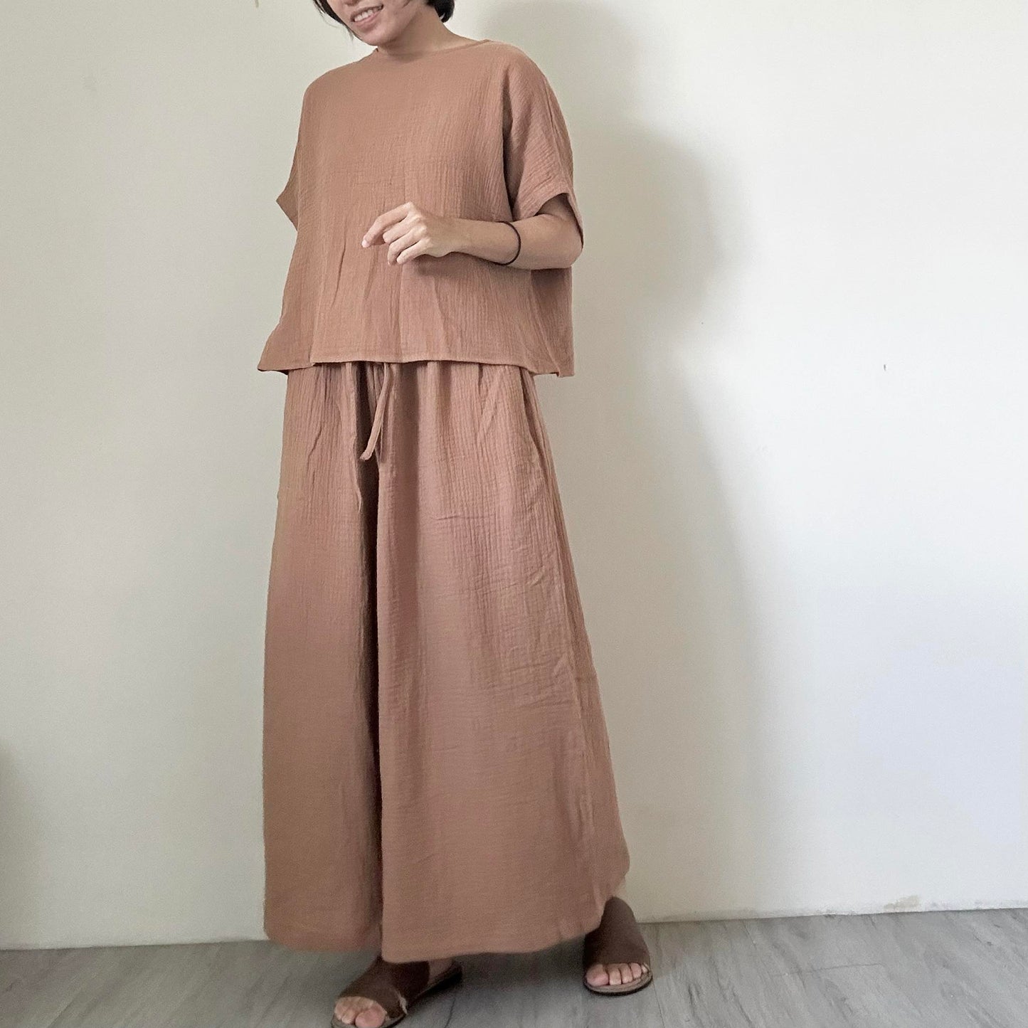 雙層棉紗寬褲|土棕色 Culottes Pant| Relaxed Collection| An-Concept