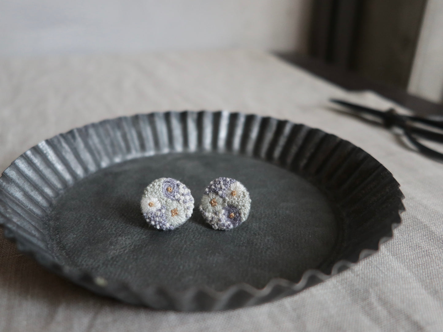 繡球花刺繡耳環｜耳針｜耳夾