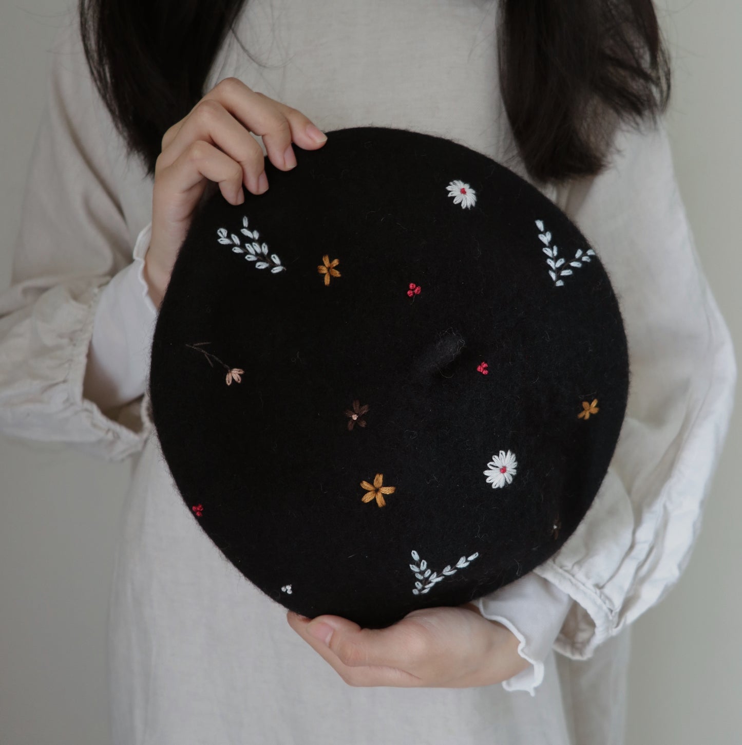 花卉系列｜手刺繡羊毛帽