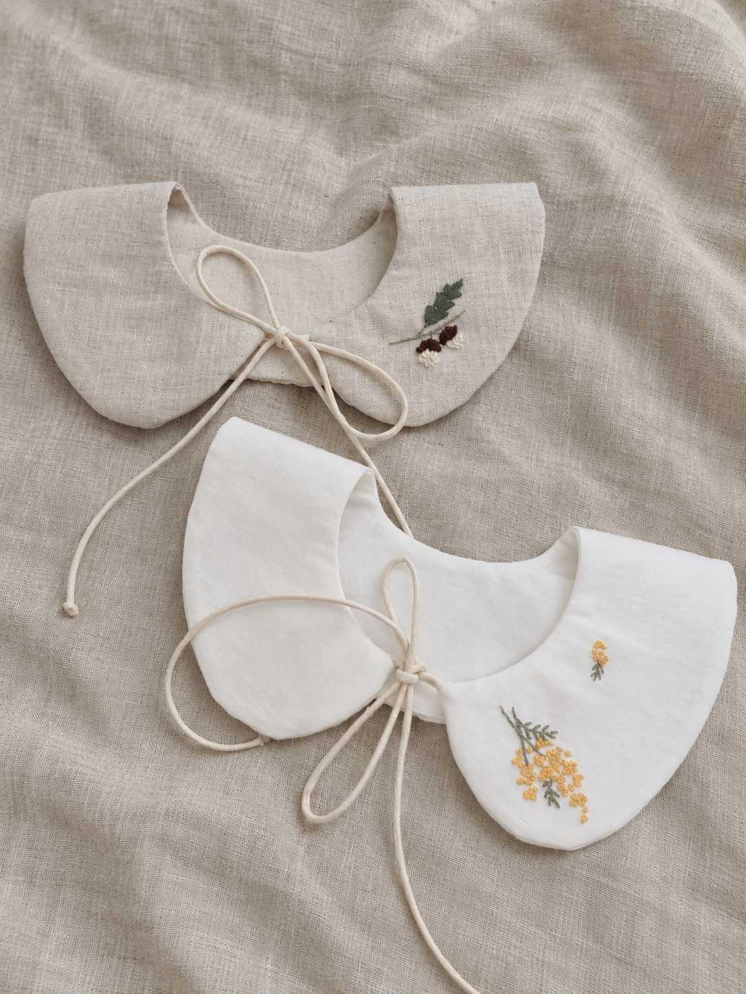 金合歡手刺繡彼得潘領片｜小孩款 Little Mimosa Peter Pan Collar