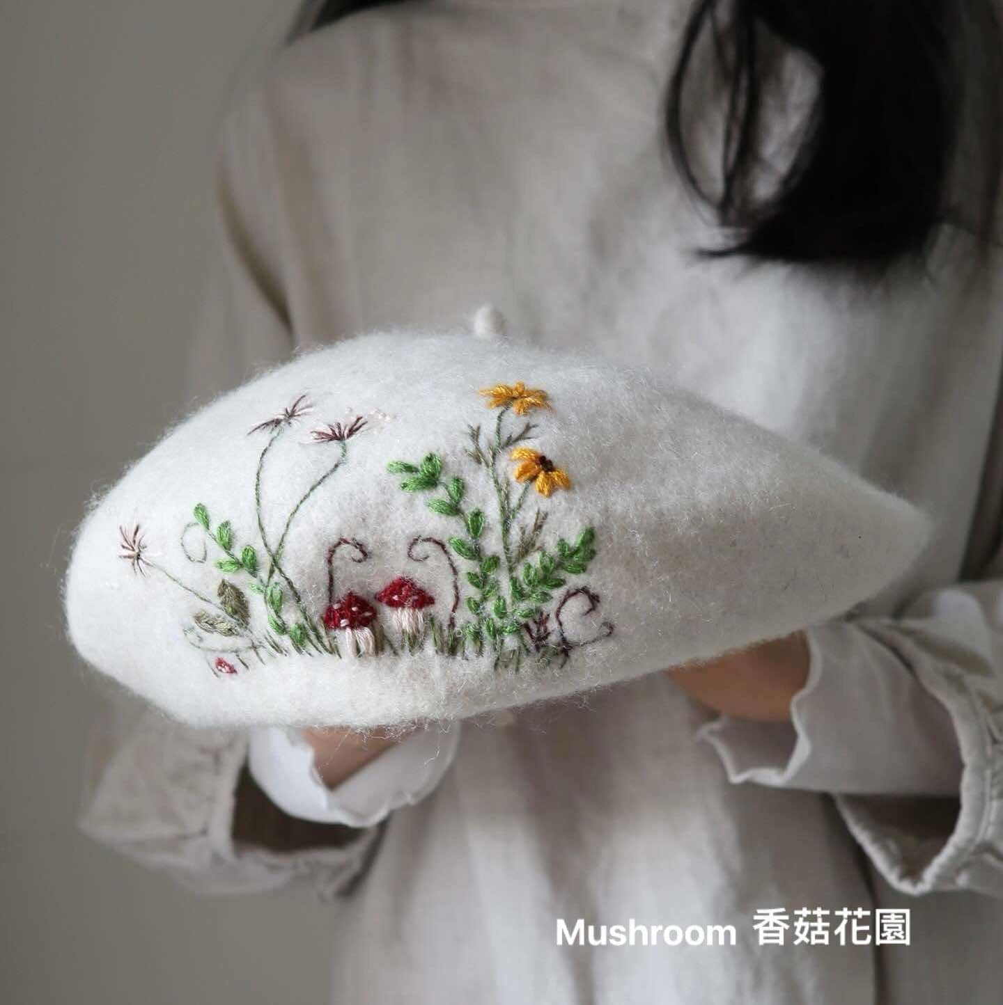 花卉系列｜手刺繡羊毛帽