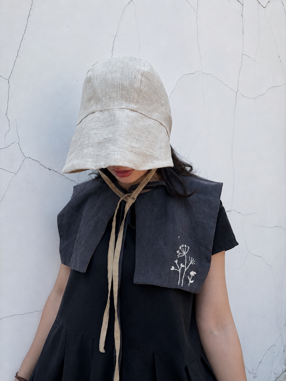 蒲公英手刺繡方型領片｜大人款 Dandelion Square Collar