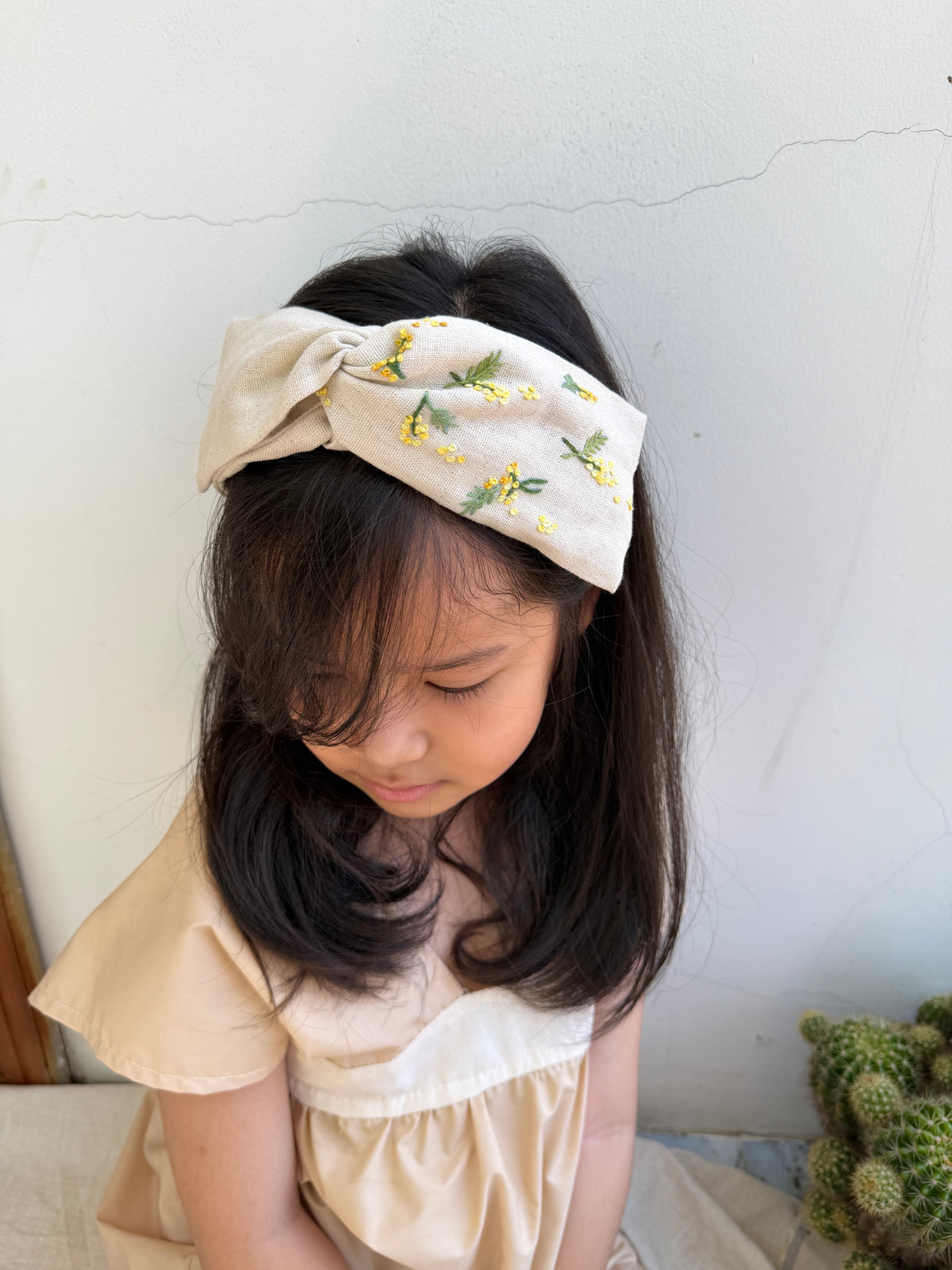 金合歡交叉型髮箍|單邊刺繡 Mimosa Cross Headband