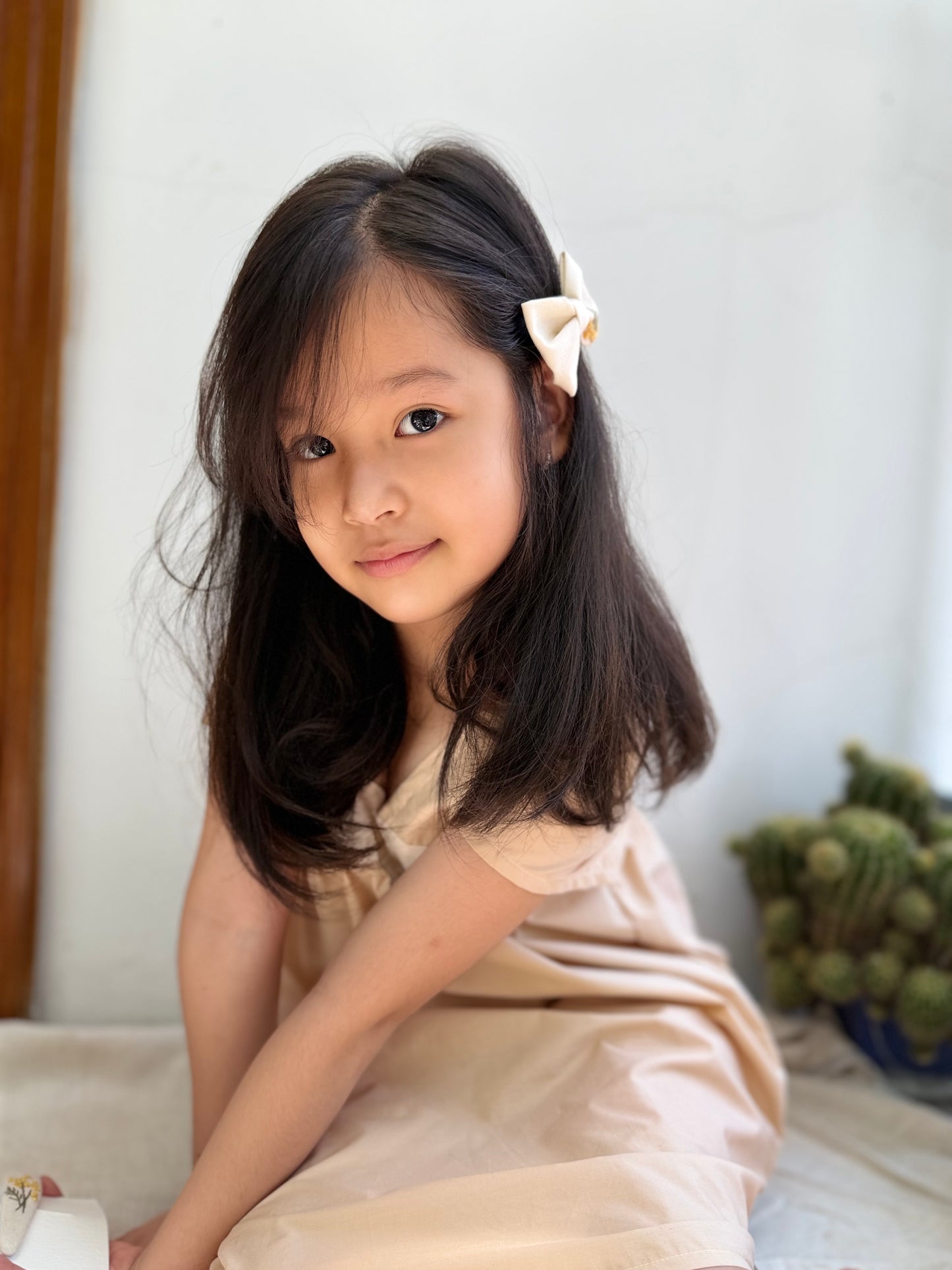金合歡刺繡蝴蝶結髮夾 Little Mimosa Embroidered Bow Clip