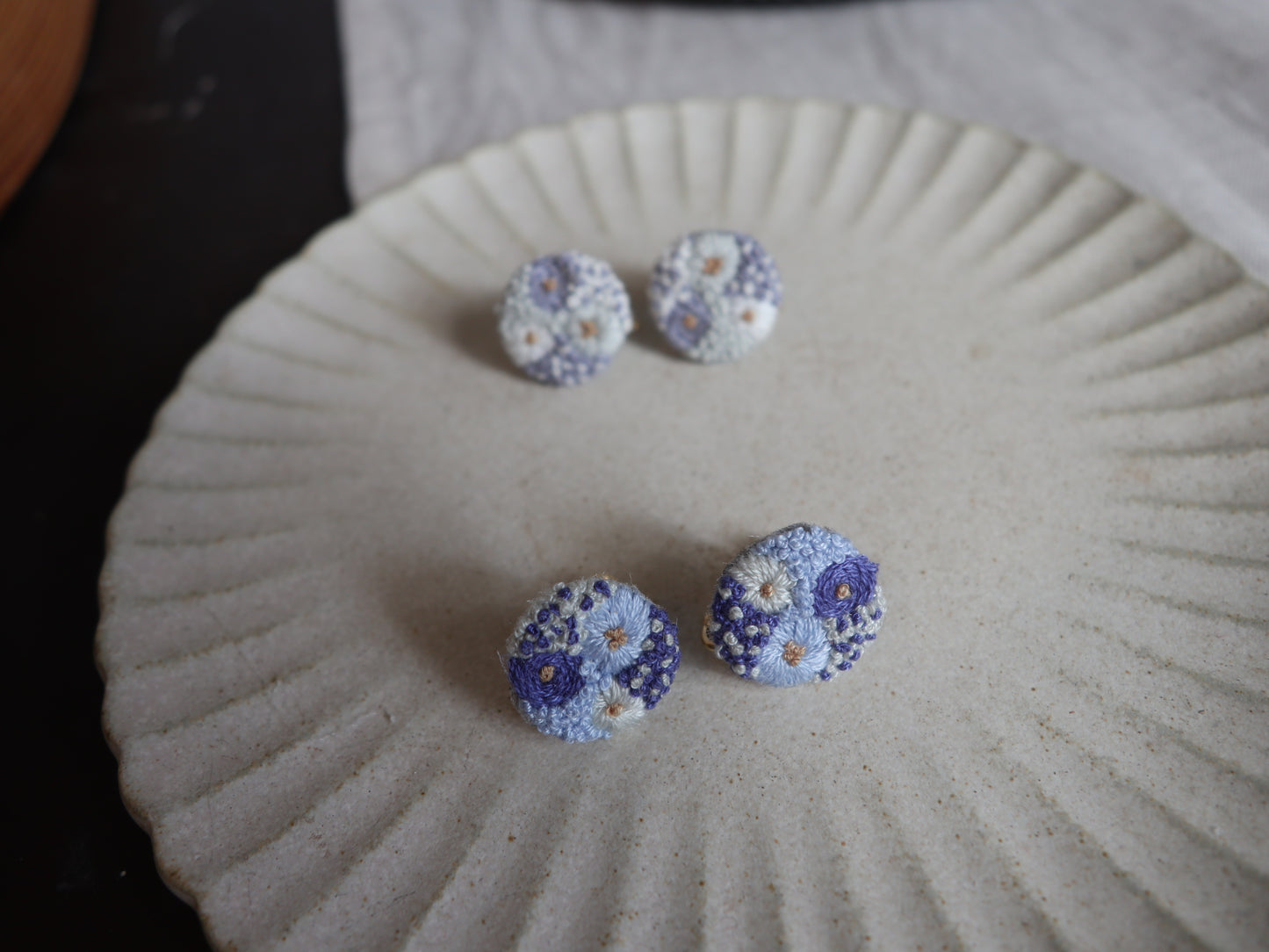 繡球花刺繡耳環｜耳針｜耳夾