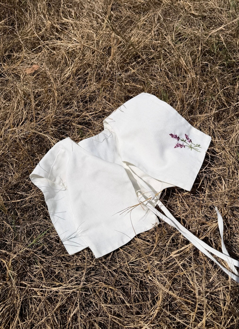 薰衣草 手刺繡方型領片｜大人款 Lavender Square Collar