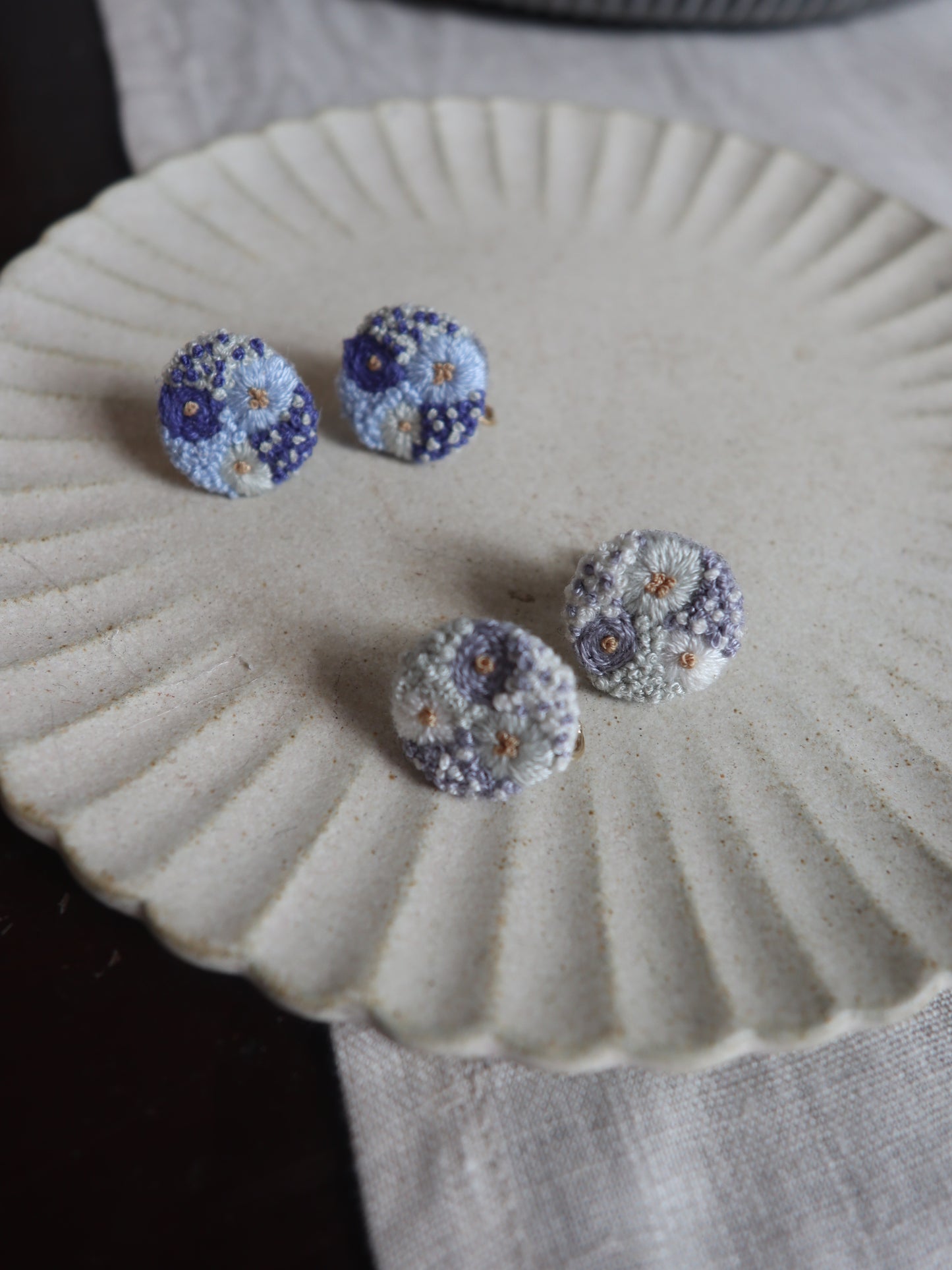 繡球花刺繡耳環｜耳針｜耳夾