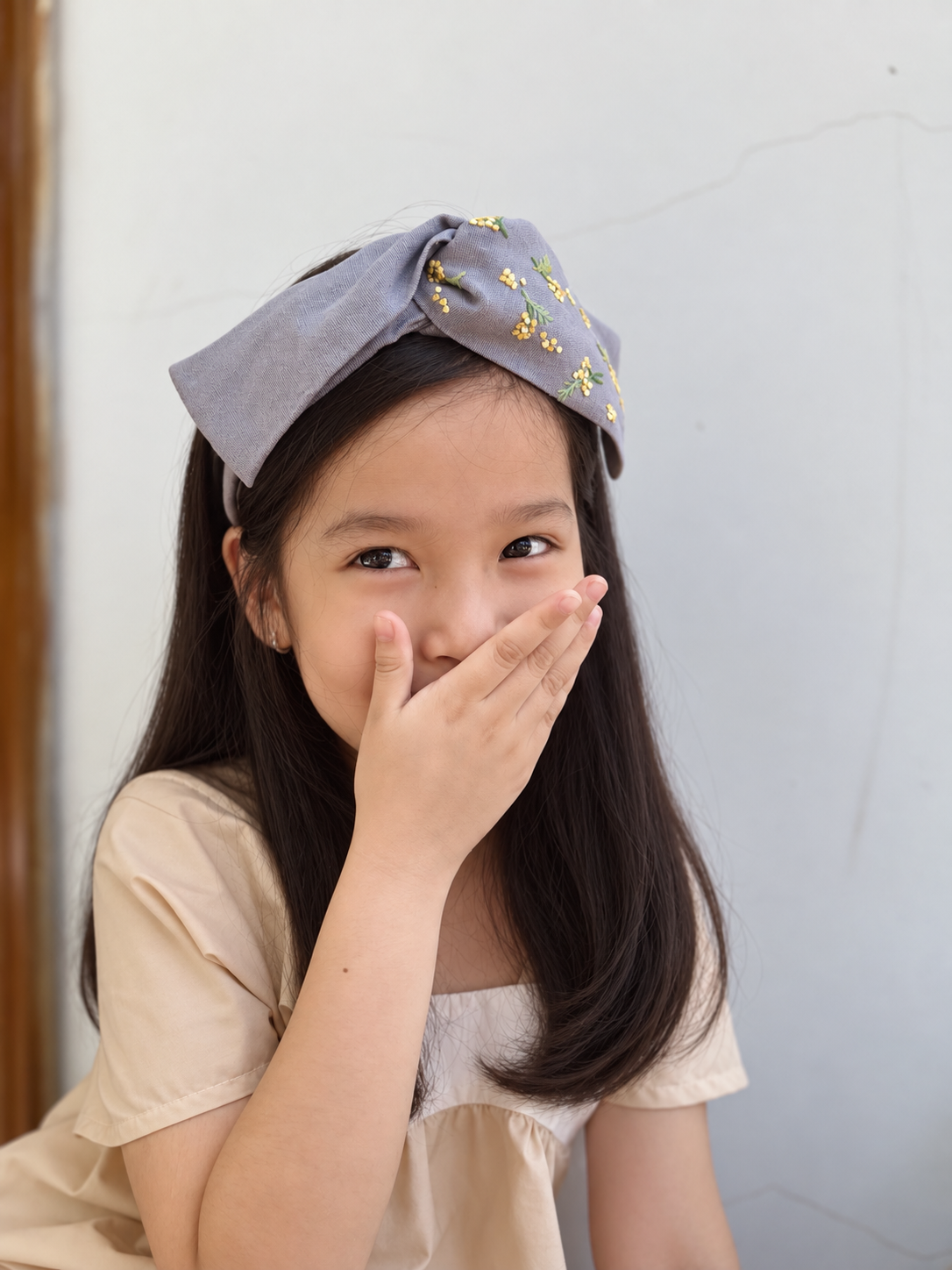 金合歡交叉型髮箍|單邊刺繡 Mimosa Cross Headband