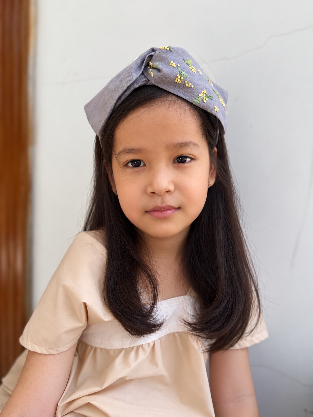 金合歡交叉型髮箍|單邊刺繡 Mimosa Cross Headband