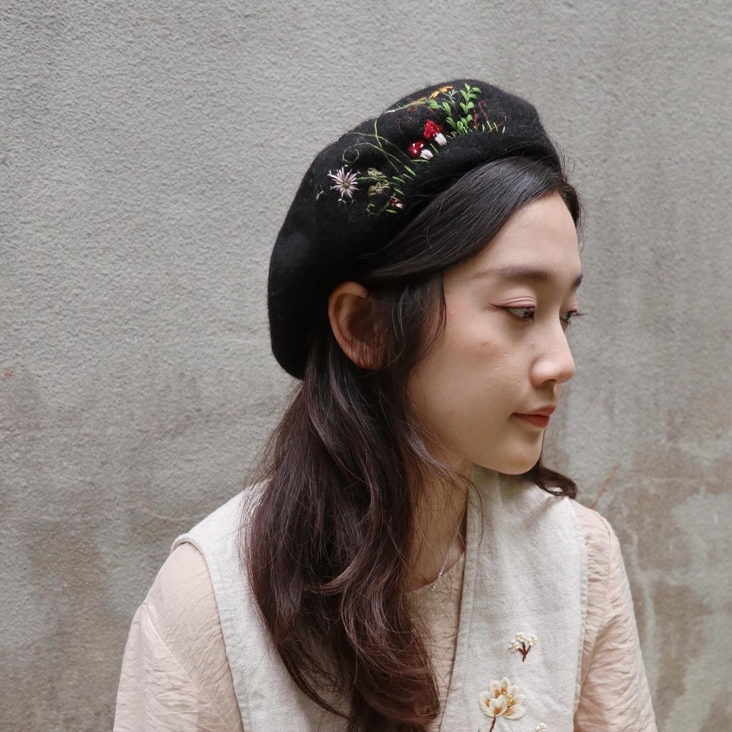花卉系列｜手刺繡羊毛帽