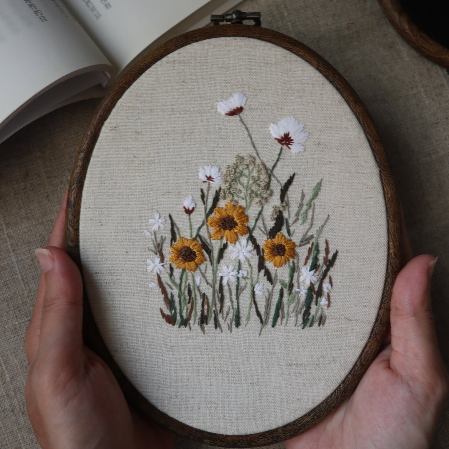 野花手刺繡掛飾/小花擺件