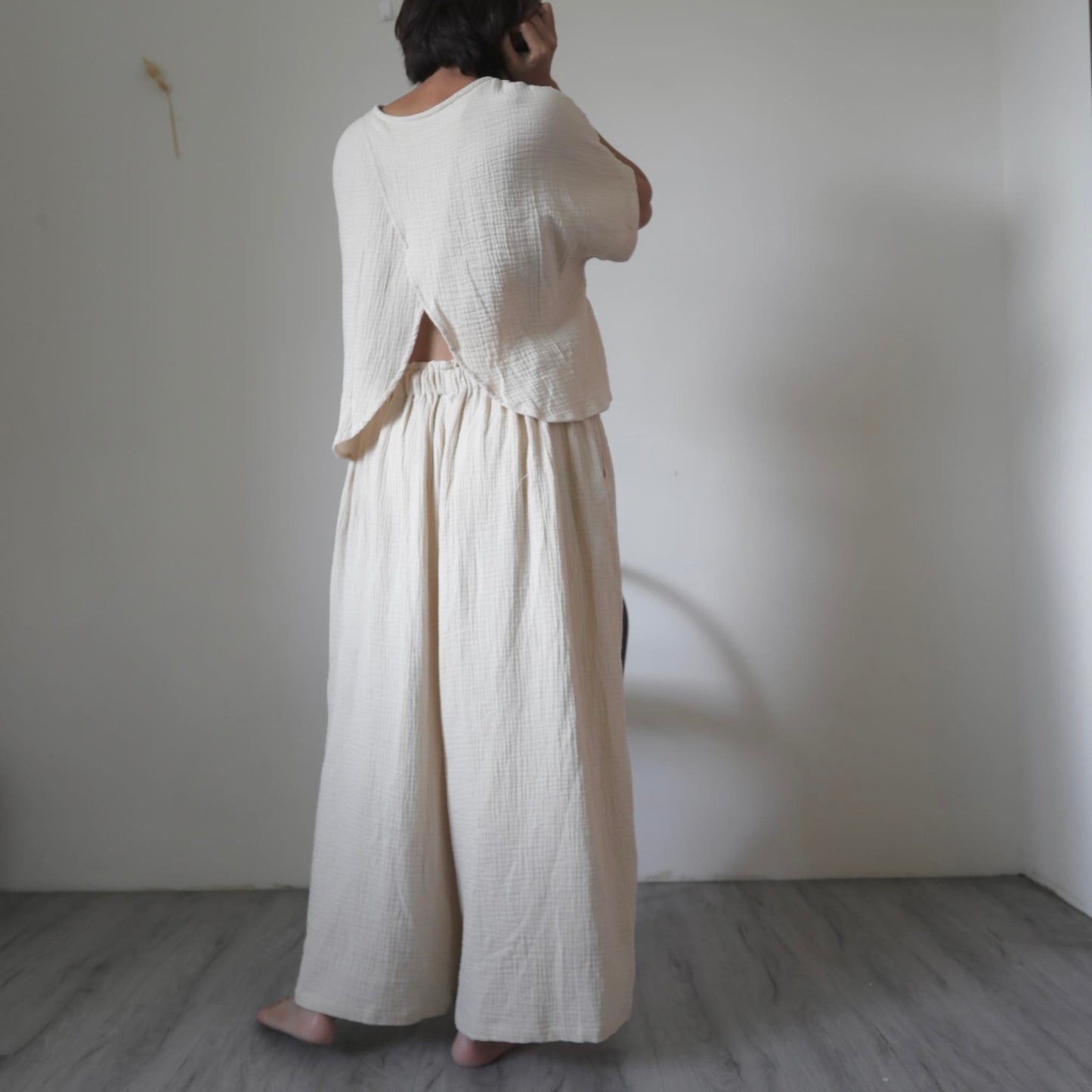 雙層棉紗寬褲|米色 Culottes Pant| Relaxed Collection| An-Concept